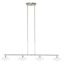Straluma 4-Lichts LED hanglamp staal met witte schotels dimbaar> Hanglampen|Eettafellampen