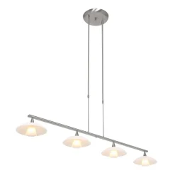 Straluma 4-Lichts LED hanglamp staal met witte schotels dimbaar> Hanglampen|Eettafellampen