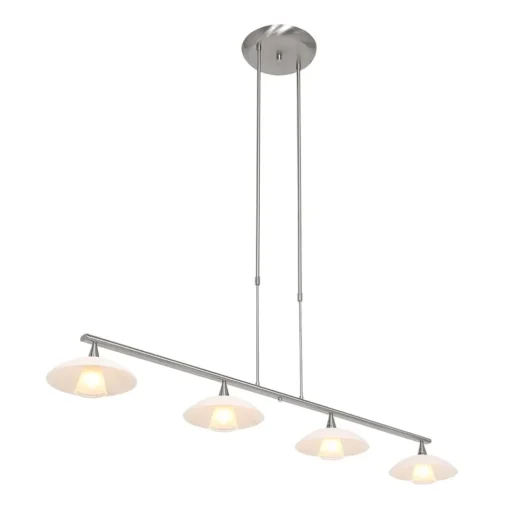 Straluma 4-Lichts LED hanglamp staal met witte schotels dimbaar> Hanglampen|Eettafellampen