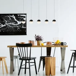 Straluma 5-Lichts LED hanglamp zwart met diamant zand 3-standen dimbaar><noscript><img width=