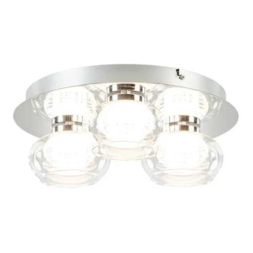 Straluma 3-Lichts LED plafondlamp chroom met helder glas> Plafondlampen|Halverlichting
