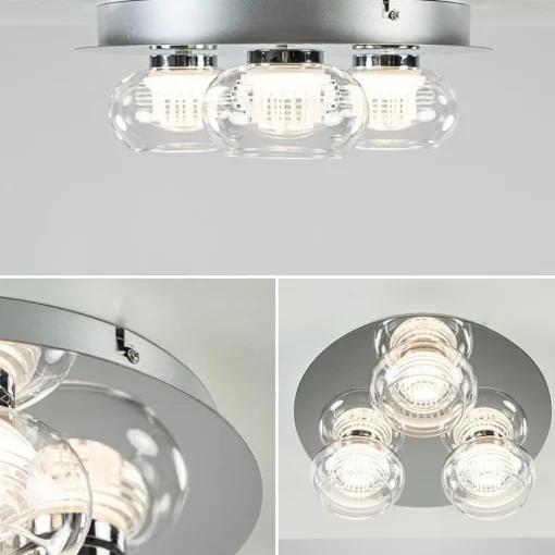 Straluma 3-Lichts LED plafondlamp chroom met helder glas> Plafondlampen|Halverlichting