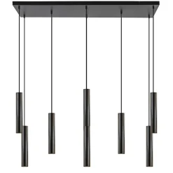 Straluma 8-Lichts metalen hanglamp cilinders mat zwart> Eettafellampen|Eetkamerverlichting