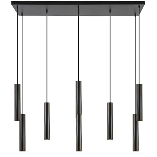 Straluma 8-Lichts metalen hanglamp cilinders mat zwart> Eettafellampen|Eetkamerverlichting