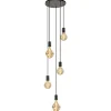 Straluma 5-lichts plaat rond + pendels zwart ex.lb> Videverlichting|Pendel Lampen