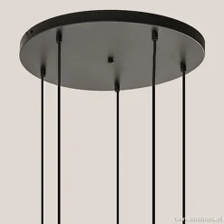 Straluma 5-lichts plaat rond + pendels zwart ex.lb></noscript> Videverlichting|Pendel Lampen