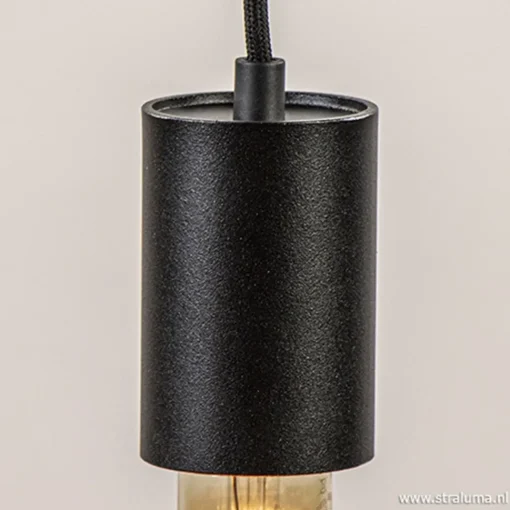 Straluma 5-lichts plaat rond + pendels zwart ex.lb> Videverlichting|Pendel Lampen