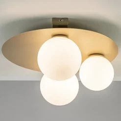 Straluma 3-Lichts plafondlamp mat goud met witte bollen> Wandlampen|Kantoorverlichting