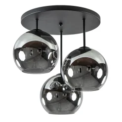 Straluma 3-Lichts plafondlamp mat zwart met titanium glas> Woonkamerlampen|Slaapkamerlampen