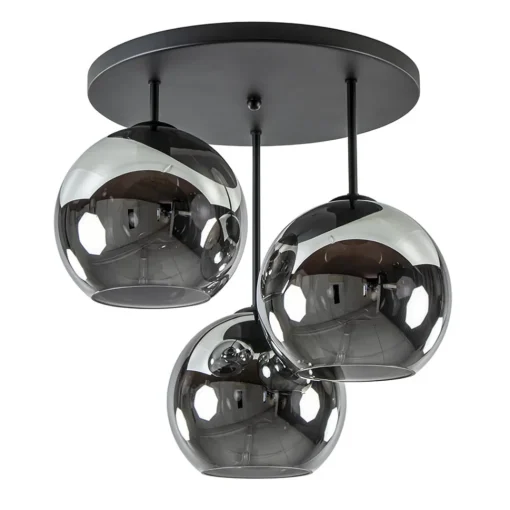Straluma 3-Lichts plafondlamp mat zwart met titanium glas> Woonkamerlampen|Slaapkamerlampen