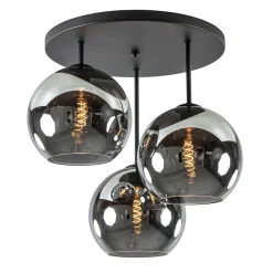 Straluma 3-Lichts plafondlamp mat zwart met titanium glas> Woonkamerlampen|Slaapkamerlampen