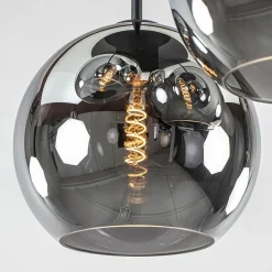 Straluma 3-Lichts plafondlamp mat zwart met titanium glas></noscript> Woonkamerlampen|Slaapkamerlampen