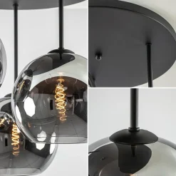 Straluma 3-Lichts plafondlamp mat zwart met titanium glas></noscript> Woonkamerlampen|Slaapkamerlampen