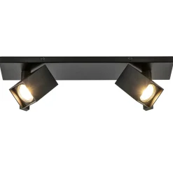 Straluma 2-Lichts plafondlamp met vierkante spots mat zwart> Plafondlampen|Opbouwspots