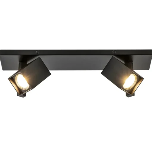 Straluma 2-Lichts plafondlamp met vierkante spots mat zwart> Plafondlampen|Opbouwspots