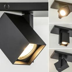 Straluma 2-Lichts plafondlamp met vierkante spots mat zwart></noscript> Plafondlampen|Opbouwspots