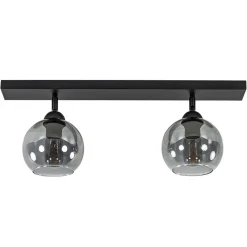 Straluma 2-Lichts plafondlamp smoke glas met zwart> Woonkamerlampen|Slaapkamerlampen