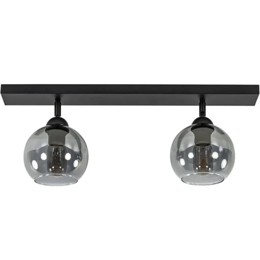 Straluma 2-Lichts plafondlamp smoke glas met zwart> Woonkamerlampen|Slaapkamerlampen