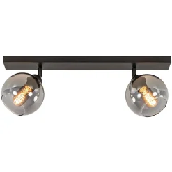 Straluma 2-Lichts plafondlamp smoke glas met zwart> Woonkamerlampen|Slaapkamerlampen