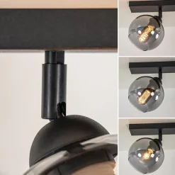 Straluma 2-Lichts plafondlamp smoke glas met zwart></noscript> Woonkamerlampen|Slaapkamerlampen