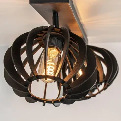 Straluma 3-Lichts plafondlamp zwart met verstelbare houten kappen></noscript> Plafondlampen|Botanische Verlichting