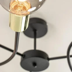 Straluma 3-Lichts plafondlamp zwart met gouden pendels></noscript> Plafondlampen|Landelijke Verlichting