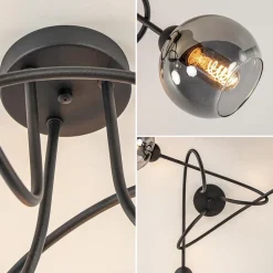 Straluma 3-Lichts plafondlamp zwart met smoke glazen bollen></noscript> Woonkamerlampen|Slaapkamerlampen