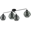 Straluma 4-Lichts plafondlamp zwart met smoke glazen bollen> Plafondlampen|Industriële Verlichting