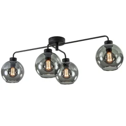 Straluma 4-Lichts plafondlamp zwart met smoke glazen bollen> Plafondlampen|Industriële Verlichting