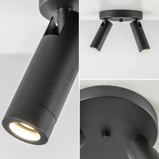Straluma 2-Lichts plafondspot mat zwart met gouden accent> Opbouwspots|Keukenverlichting
