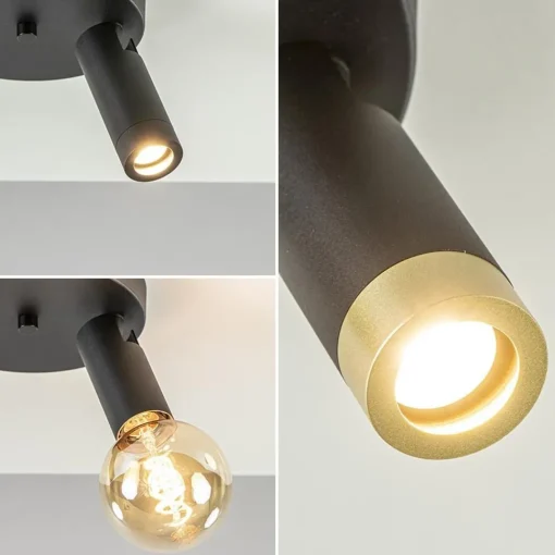 Straluma 2-Lichts plafondspot mat zwart met gouden accent> Opbouwspots|Keukenverlichting