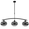 Straluma 3-Lichts retro hanglamp zwart met smoke glas> Eettafellampen|Eetkamerverlichting