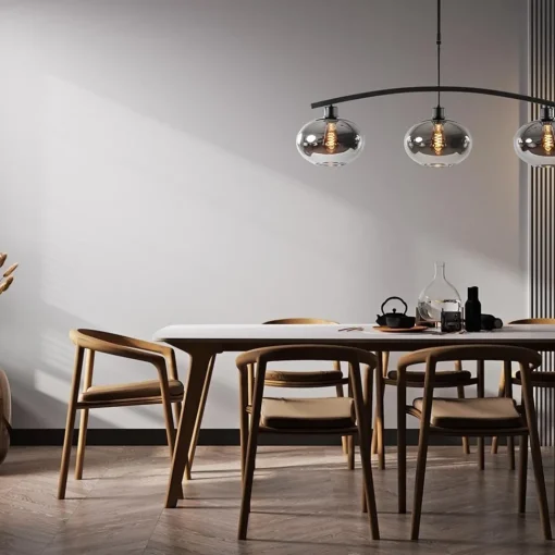 Straluma 3-Lichts retro hanglamp zwart met smoke glas> Eettafellampen|Eetkamerverlichting