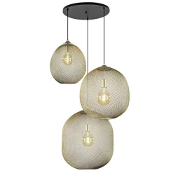 Straluma 3-Lichts ronde hanglamp goud/mat zwart> Hanglampen|Eettafellampen