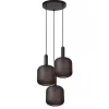 Straluma 3-Lichts ronde hanglamp mat zwarte glazen kappen> Eettafellampen|Pendel Lampen