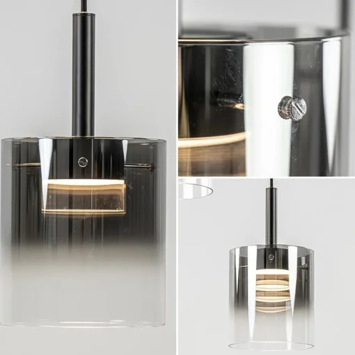 Straluma 5-Lichts ronde hanglamp zwart met titanium/helder glas> Hanglampen|Pendel Lampen
