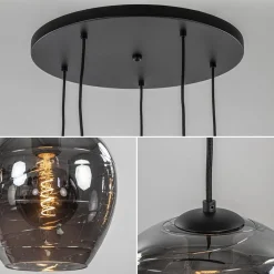 Straluma 5-Lichts ronde hanglamp zwart met smokey glas></noscript> Videverlichting|Pendel Lampen