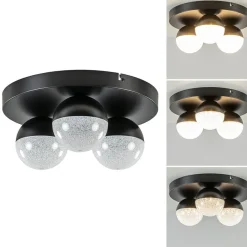 Straluma 3-Lichts ronde LED plafondlamp zwart 3-standen dimbaar> Plafondlampen|Halverlichting