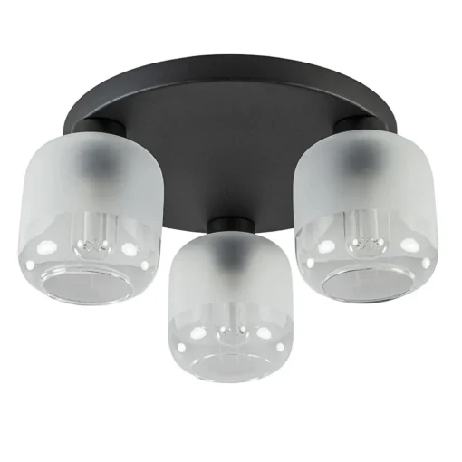 Straluma 3-Lichts ronde plafondlamp zwart met helder/mat glas> Plafondlampen|Scandinavische Verlichting