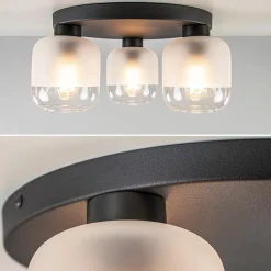 Straluma 3-Lichts ronde plafondlamp zwart met helder/mat glas></noscript> Plafondlampen|Scandinavische Verlichting
