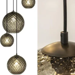 Straluma 6-Lichts vide hanglamp smoke glas met reliëf></noscript> Videverlichting|Pendel Lampen