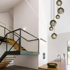 Straluma 6-Lichts vide hanglamp smoke glas met reliëf></noscript> Videverlichting|Pendel Lampen