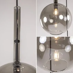 Straluma 3-Lichts videlamp smoke glas met zwart></noscript> Videverlichting|Keukenverlichting