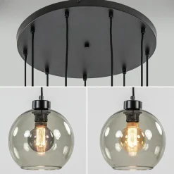 Straluma 9-Lichts videlamp zwart met smoke glazen kappen></noscript> Videverlichting|Pendel Lampen