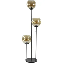 Straluma 3-Lichts vloerlamp mat zwart met amber glazen bollen> Vloerlampen|Klassieke Verlichting