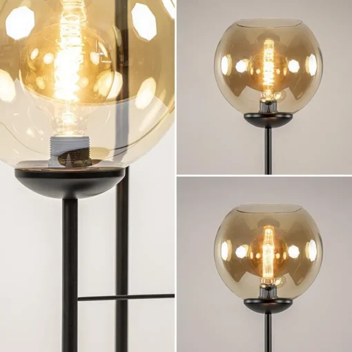 Straluma 3-Lichts vloerlamp mat zwart met amber glazen bollen> Vloerlampen|Klassieke Verlichting