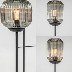 Straluma 3-Lichts vloerlamp met smoke glazen kappen reliëf></noscript> Vloerlampen|Luxe Verlichting