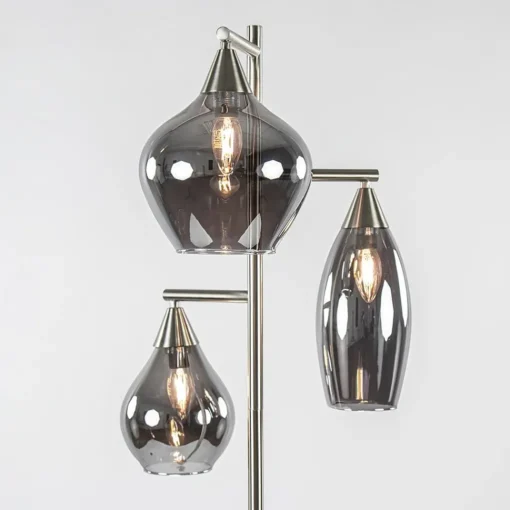 Straluma 3-Lichts vloerlamp nikkel met smoke glazen kappen dimbaar> Vloerlampen|Luxe Verlichting