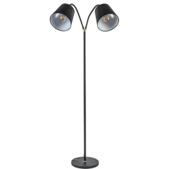 Straluma 2-Lichts vloerlamp zwart/goud met flexibele armen> Vloerlampen|Landelijke Verlichting