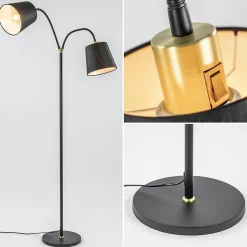 Straluma 2-Lichts vloerlamp zwart/goud met flexibele armen></noscript> Vloerlampen|Landelijke Verlichting